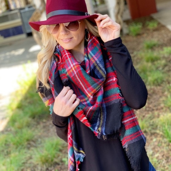 Infinity Raine Accessories - LAST ONE! Black Plaid Blanket Scarf